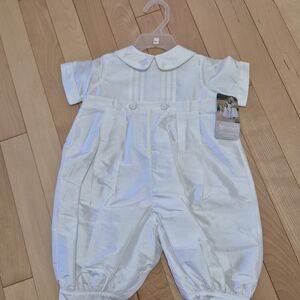 Strasburg White SILK  Romper 6 Months